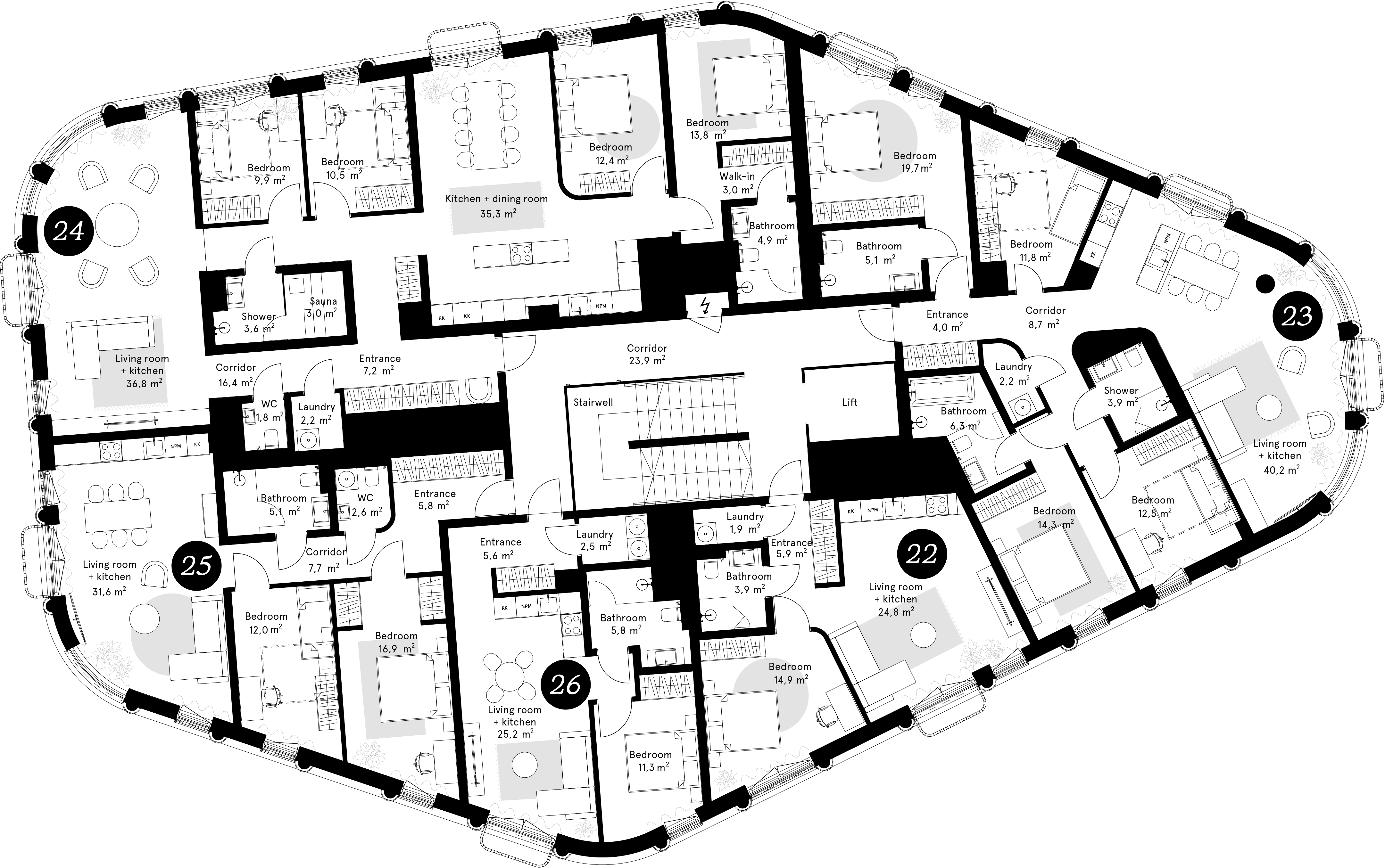 Floor plan – Laeva 4, Floor 6
