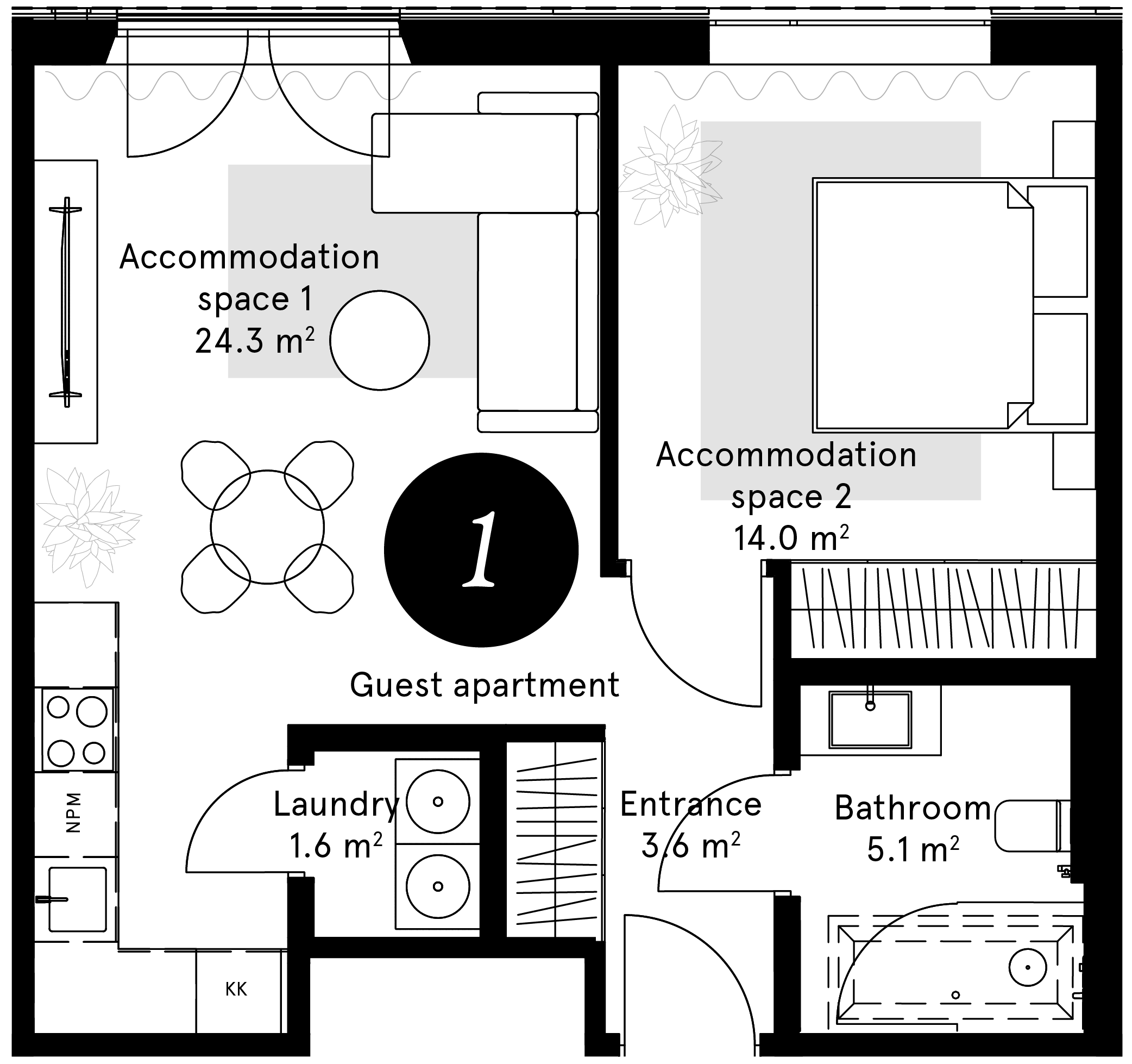 Plan – Guest apartment 1