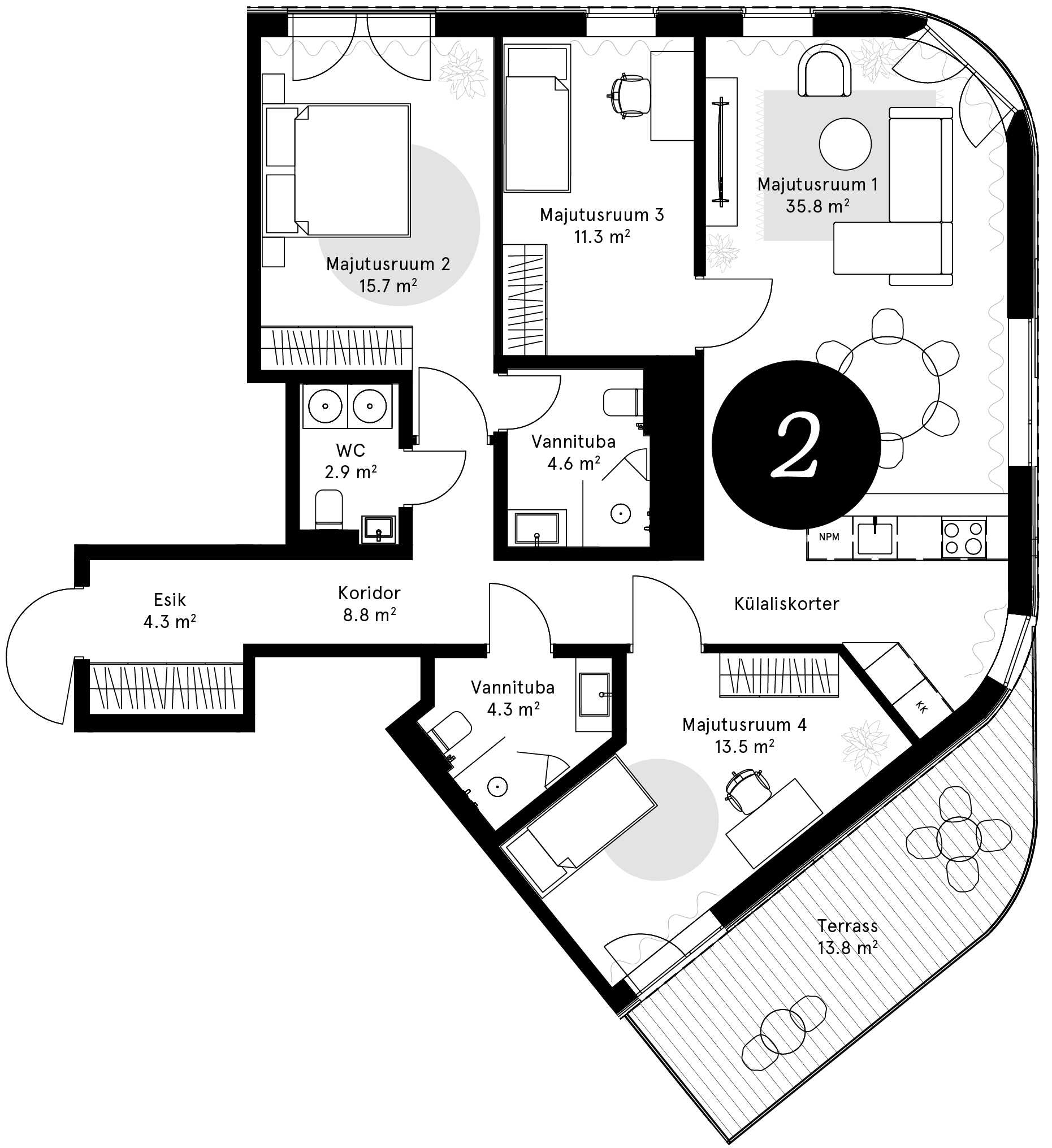 Korteriplaan – Külaliskorter 2
