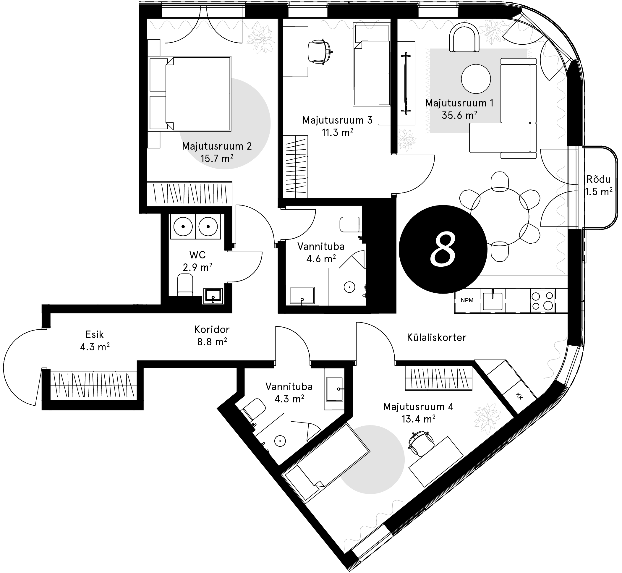 Korteriplaan – Külaliskorter 8