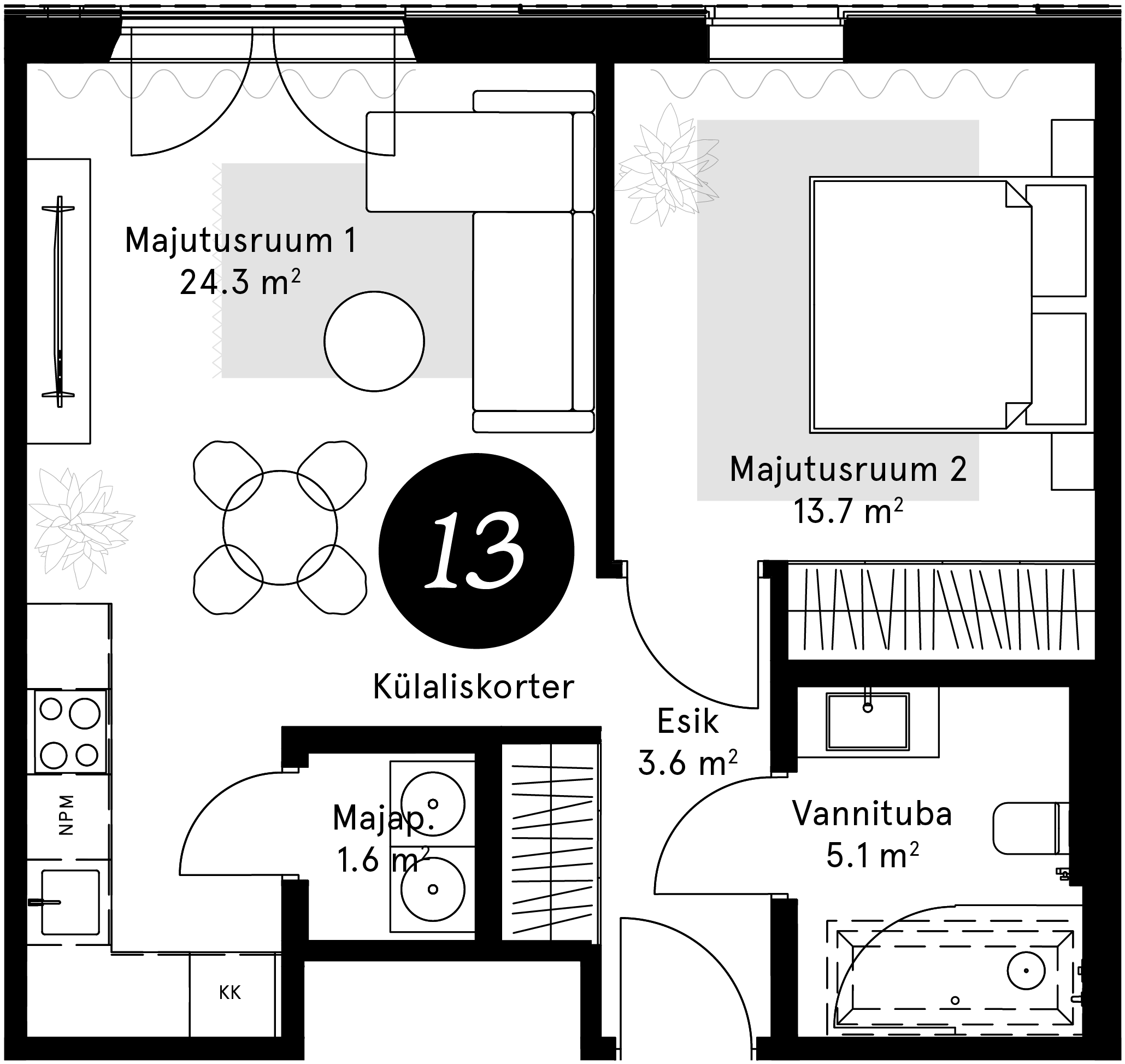 Korteriplaan – Külaliskorter 13