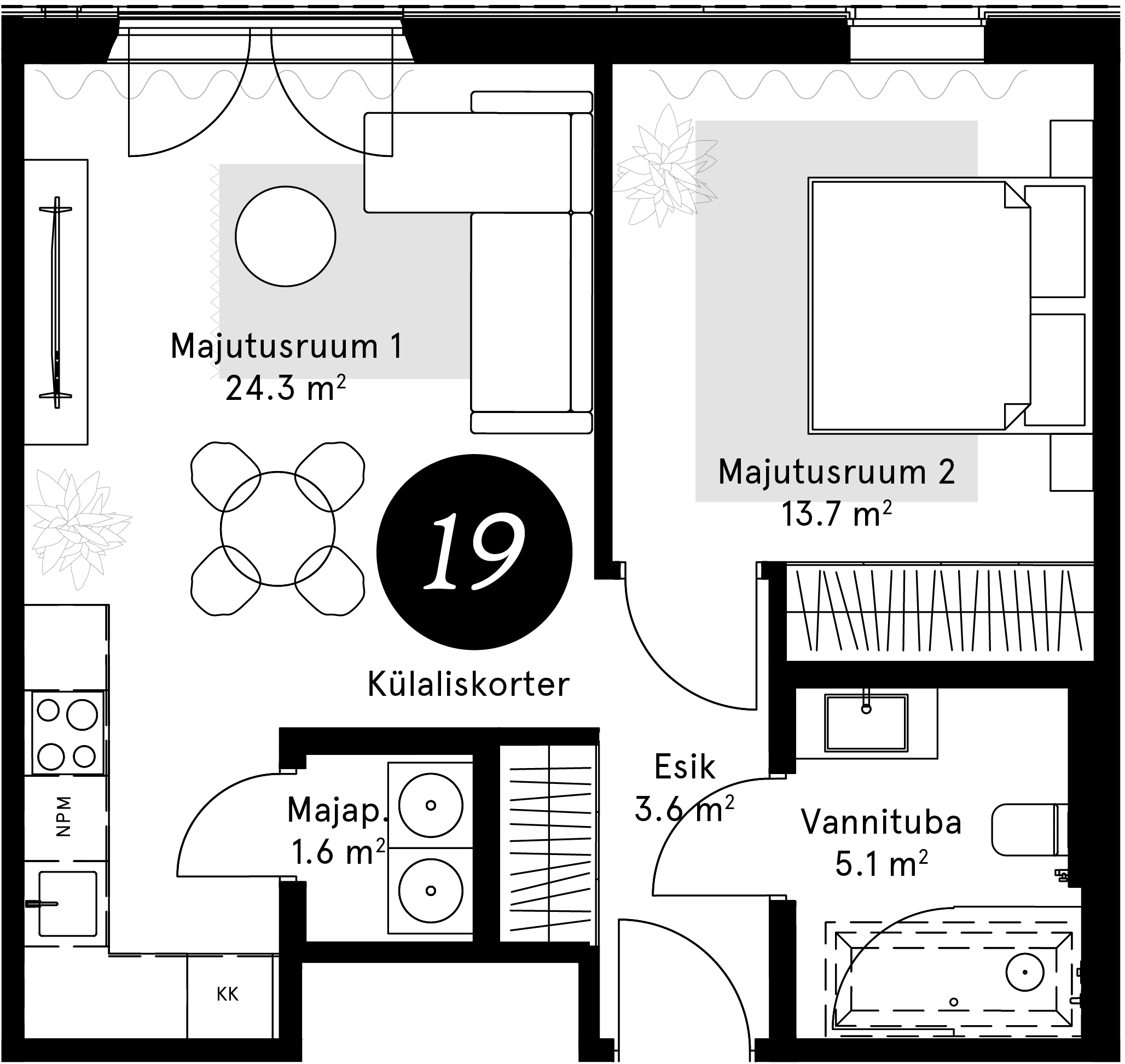 Korteriplaan – Külaliskorter 19