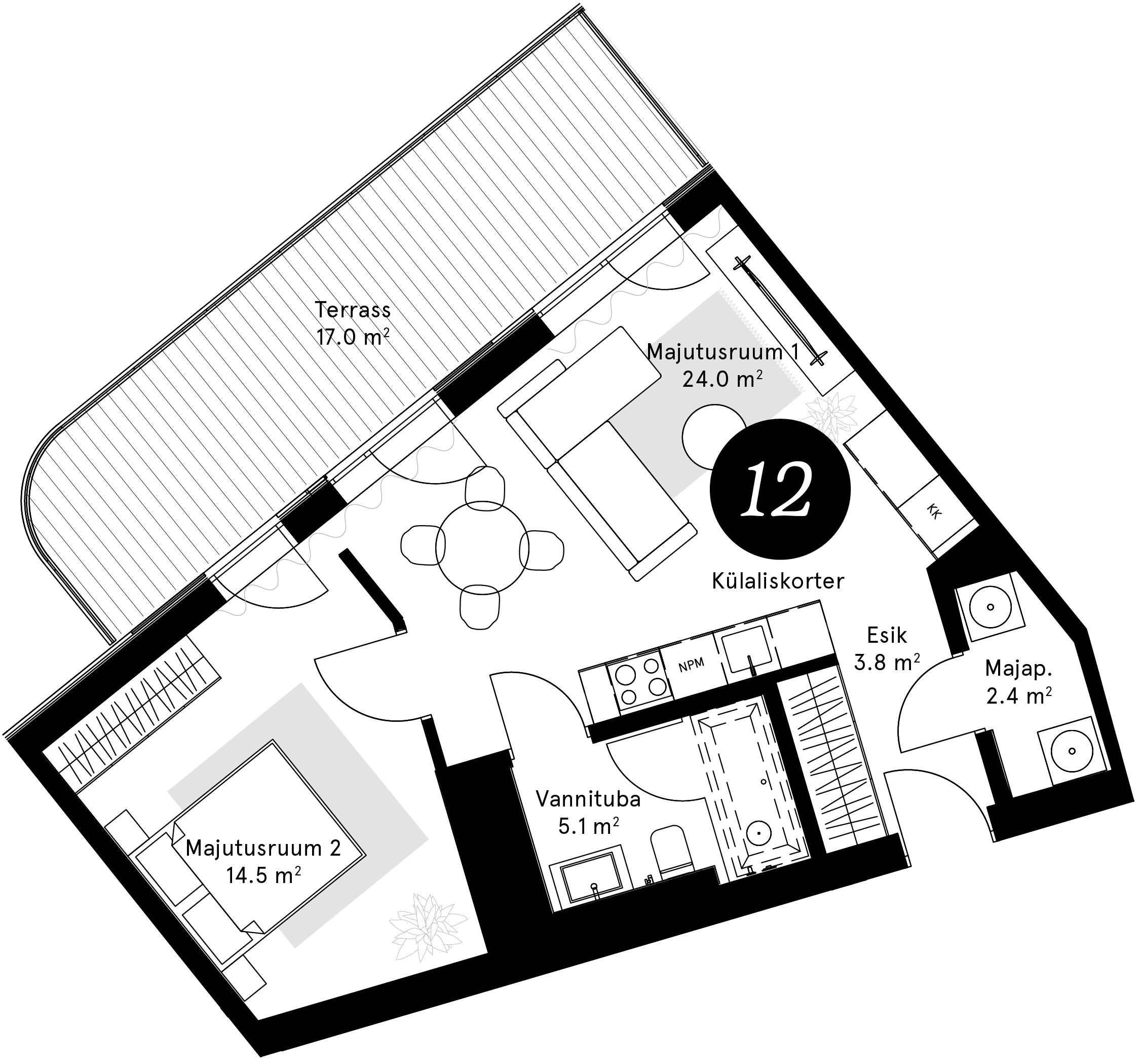 Korteriplaan – Külaliskorter 12