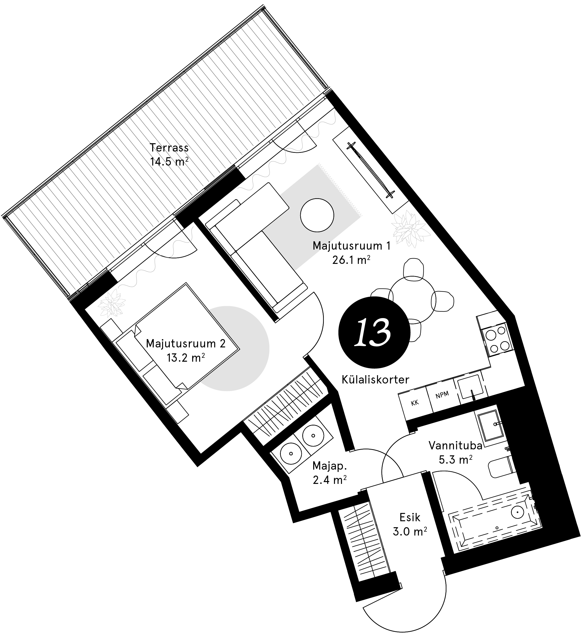 Korteriplaan – Külaliskorter 13