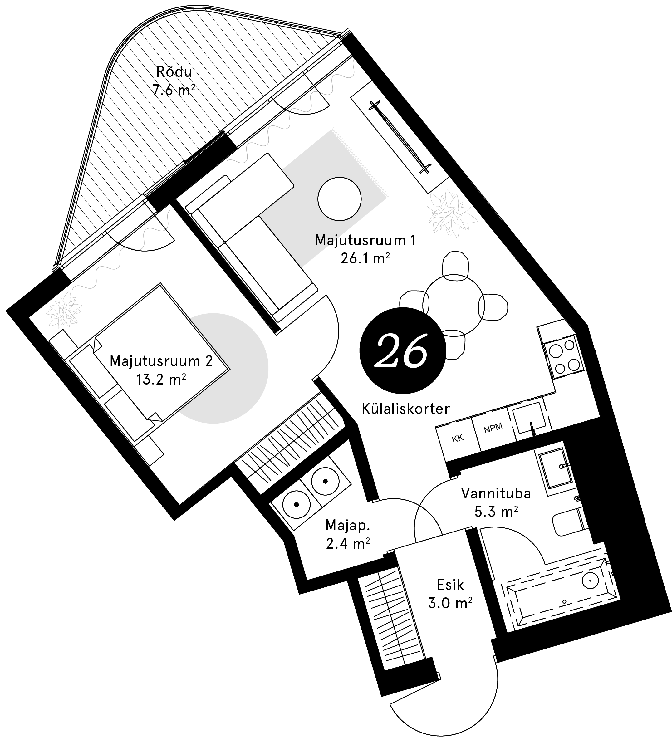 Korteriplaan – Külaliskorter 26