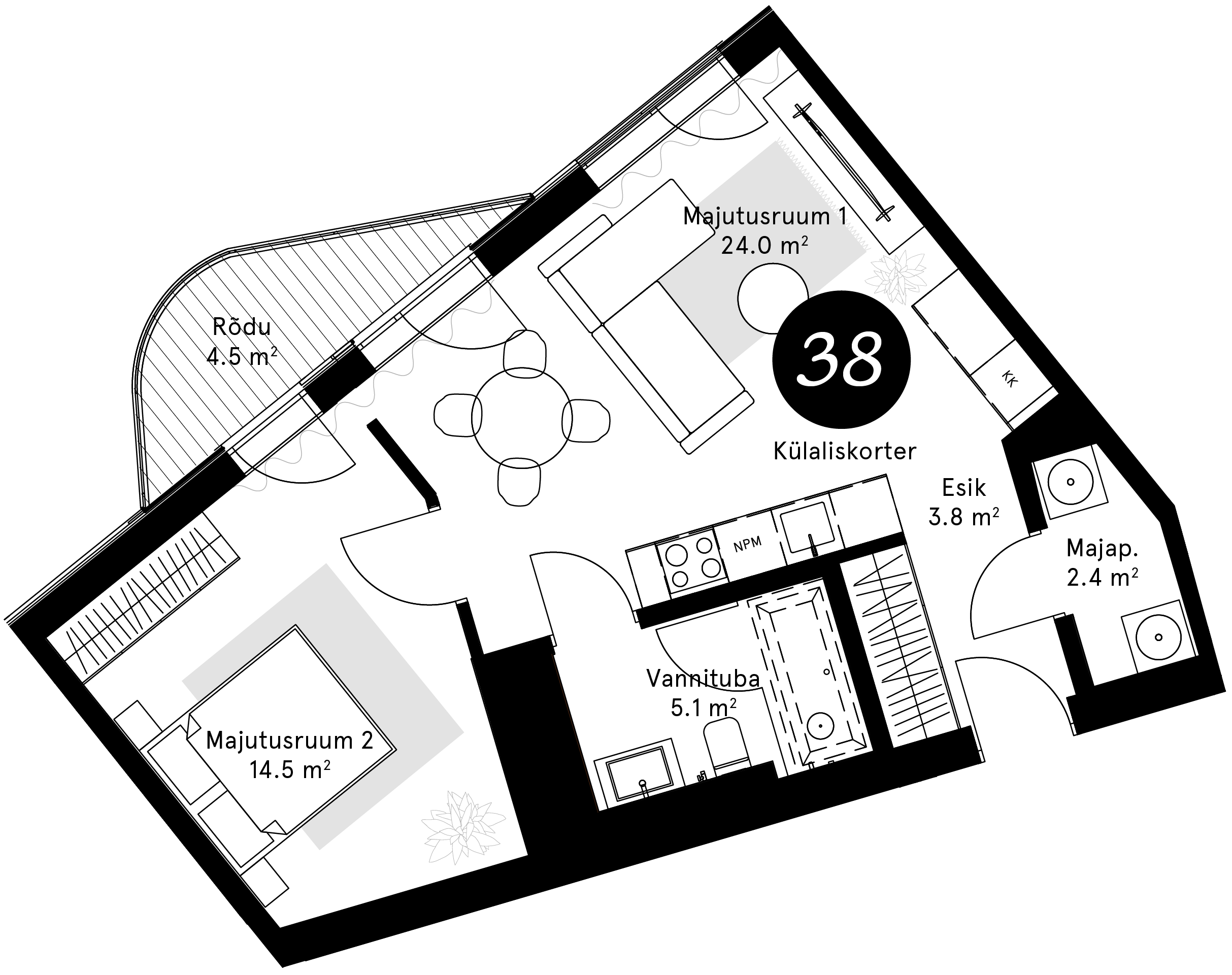 Korteriplaan – Külaliskorter 38