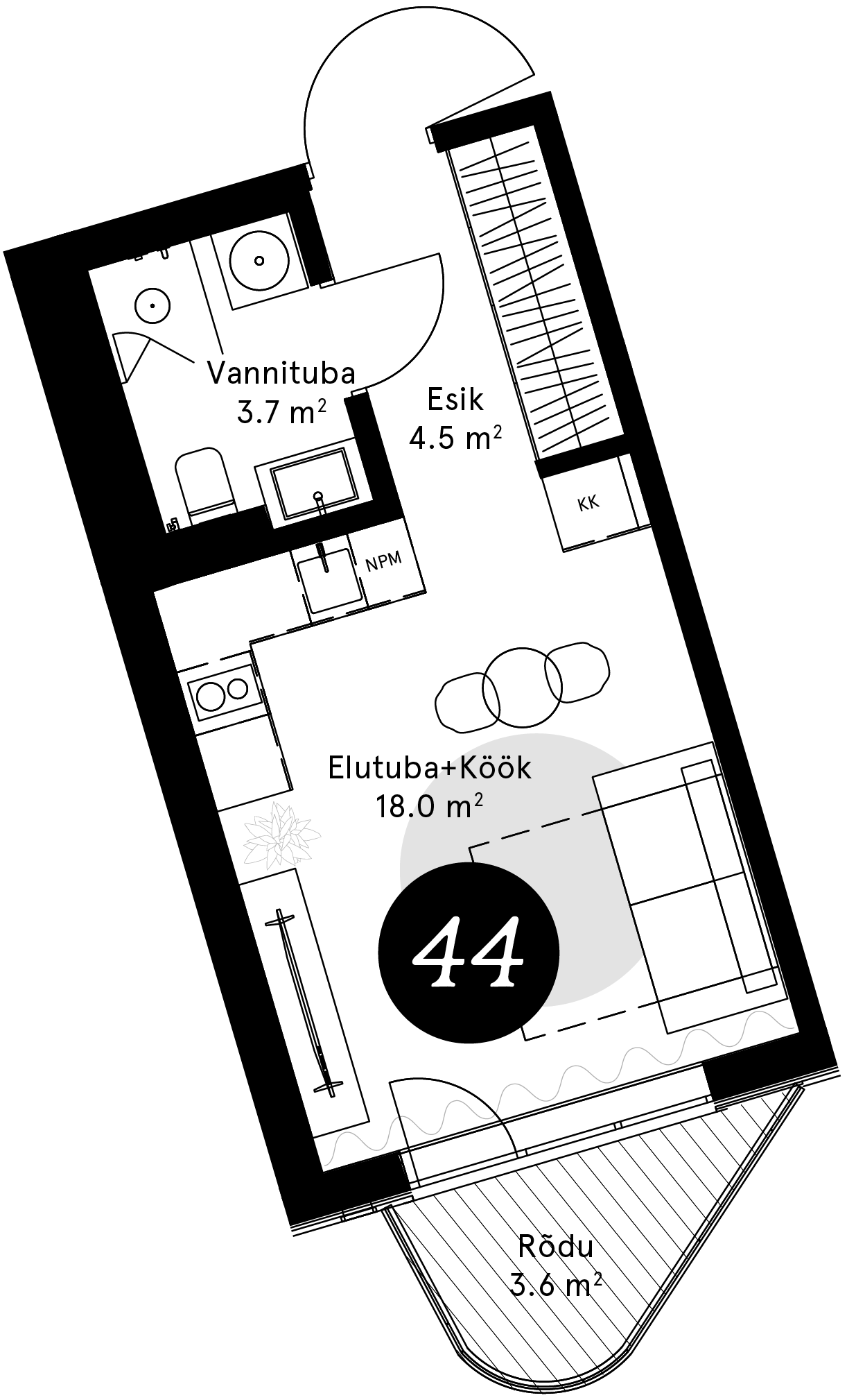 Korteriplaan – Korter 44