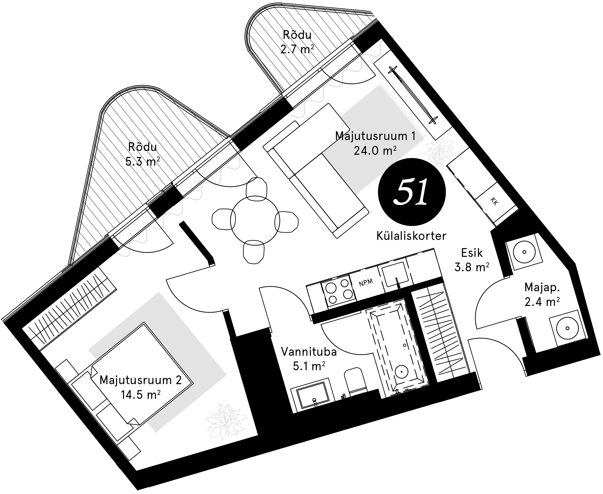 Korteriplaan – Külaliskorter 51