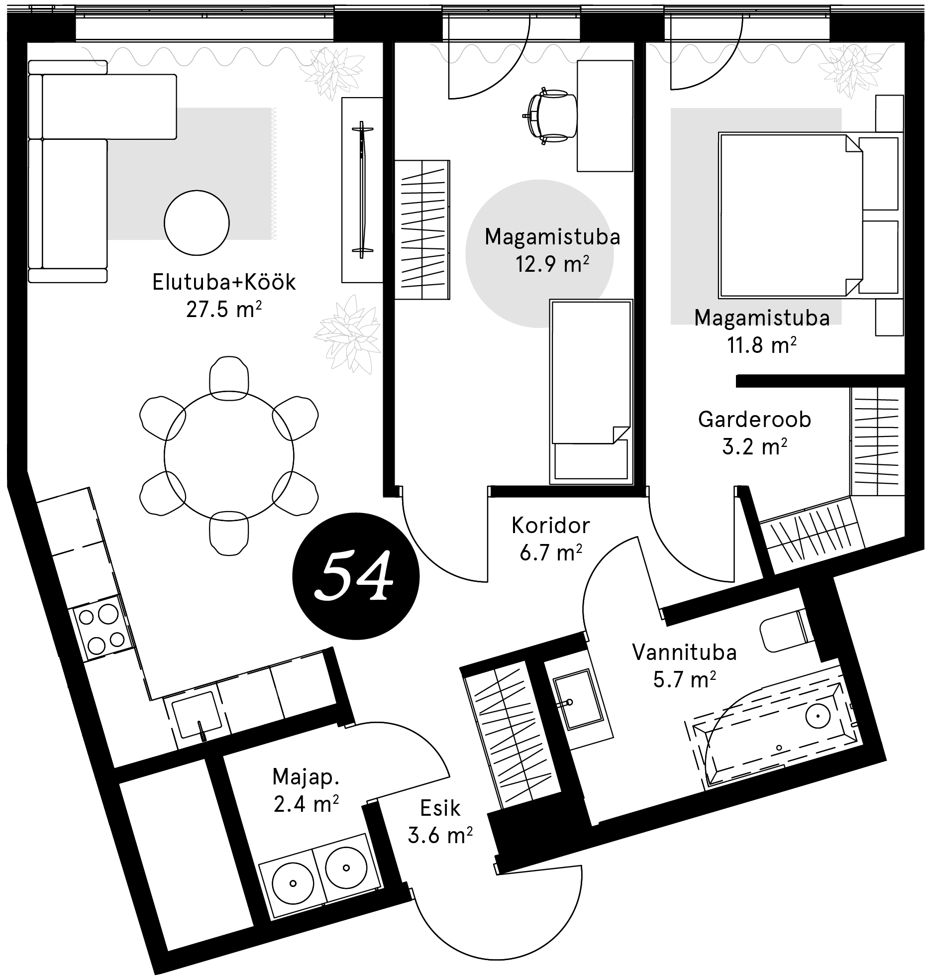 Korteriplaan – Korter 54
