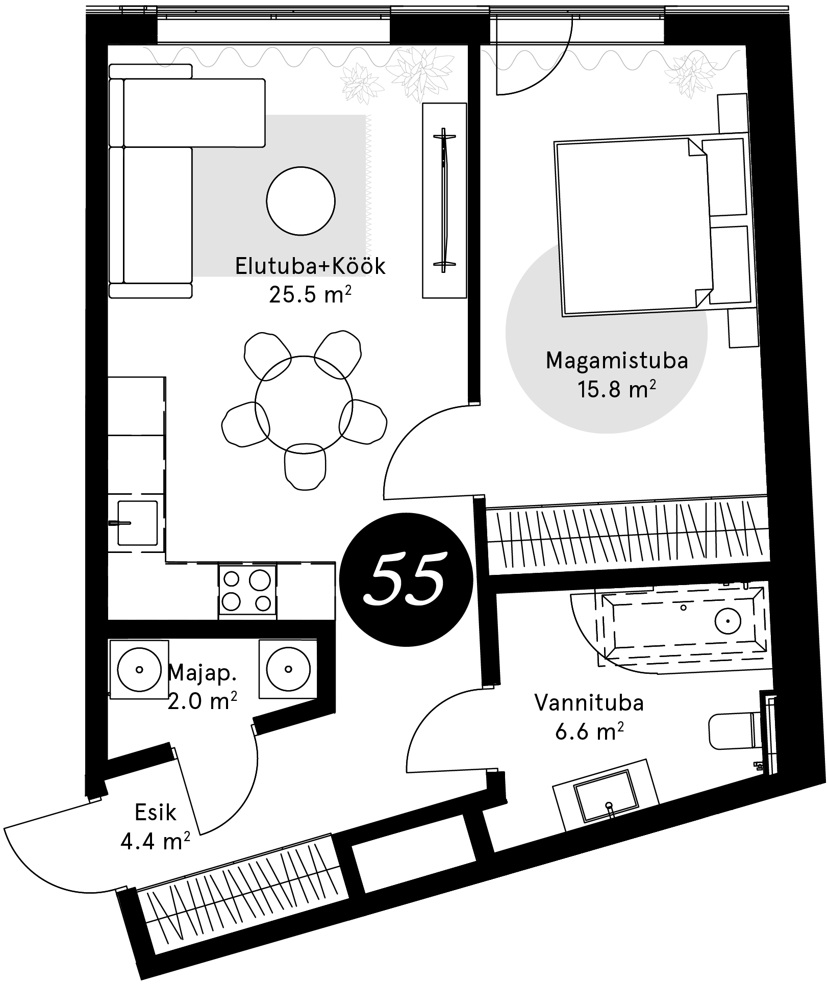 Korteriplaan – Korter 55