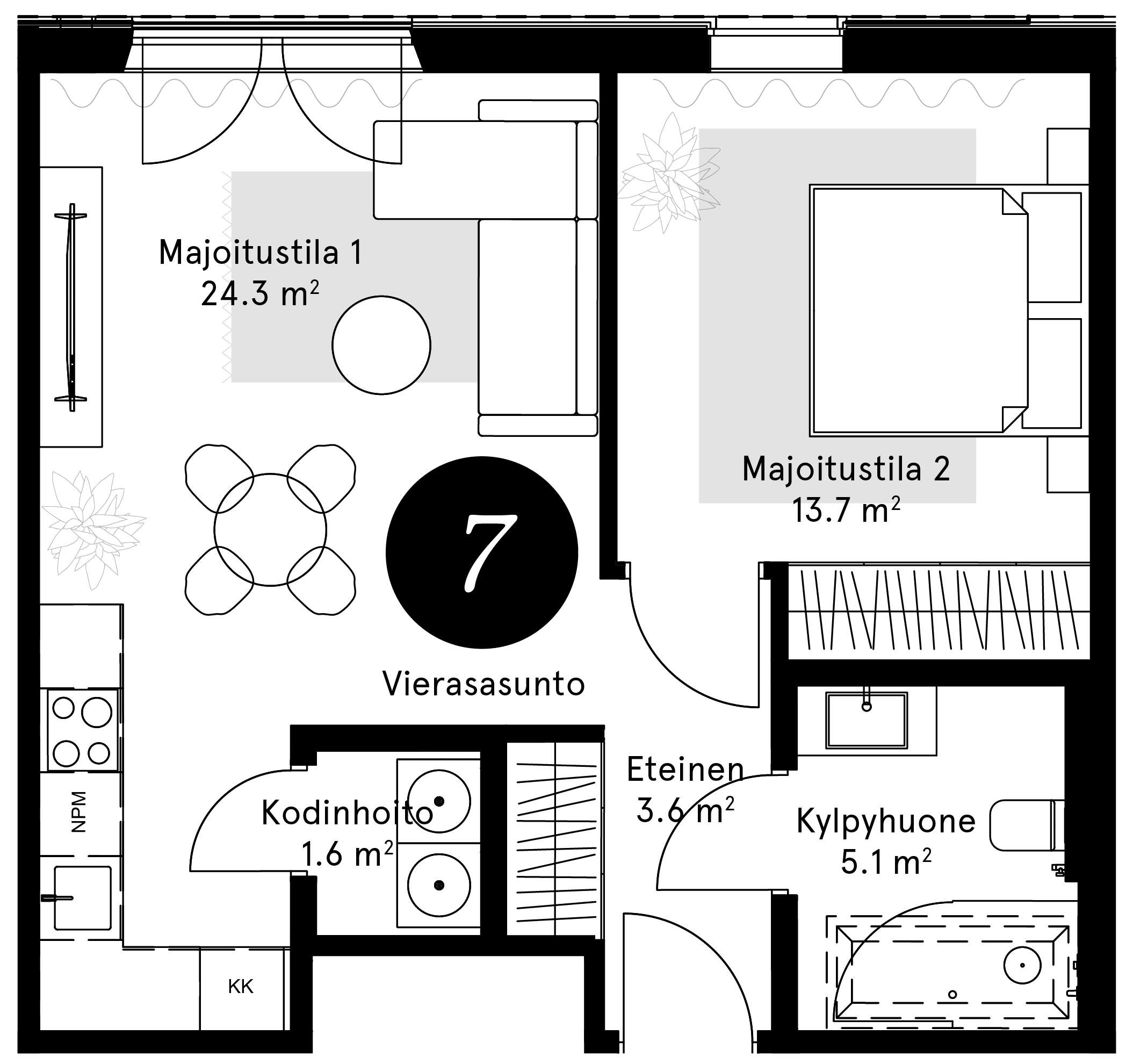 Pohjapiirros – Vierasasunto 7