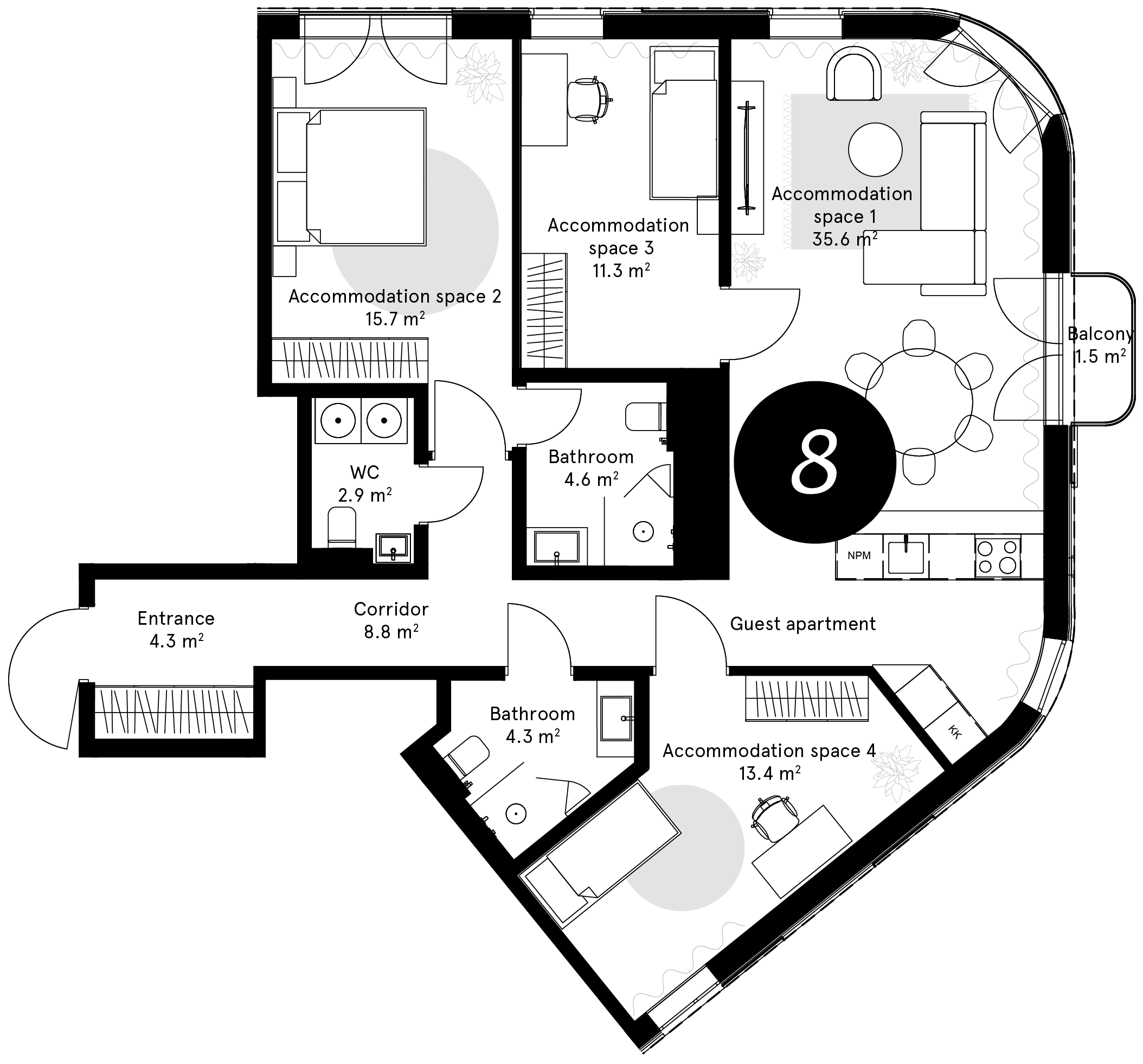 Plan – Guest apartment 8