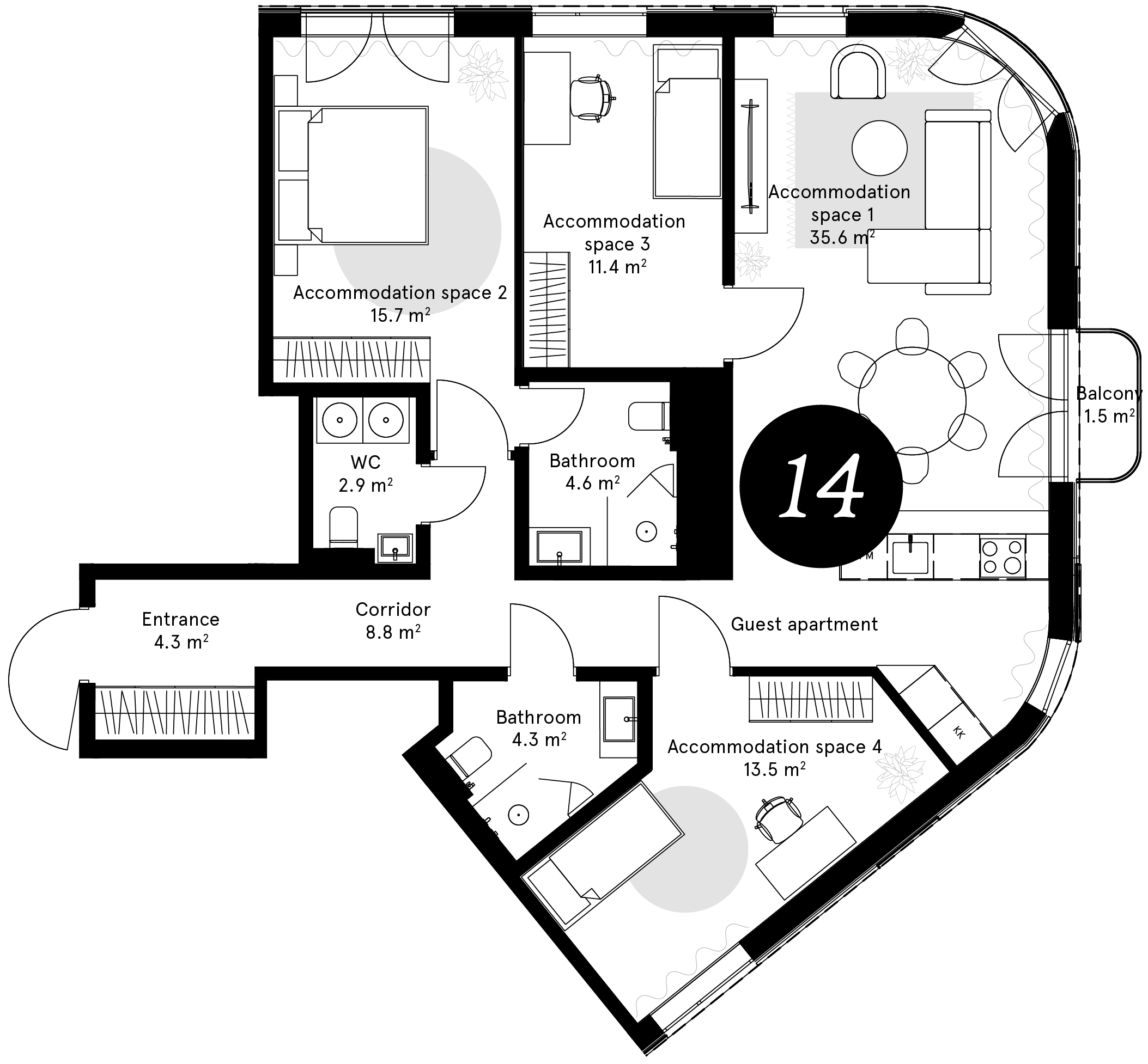 Plan – Guest apartment 14