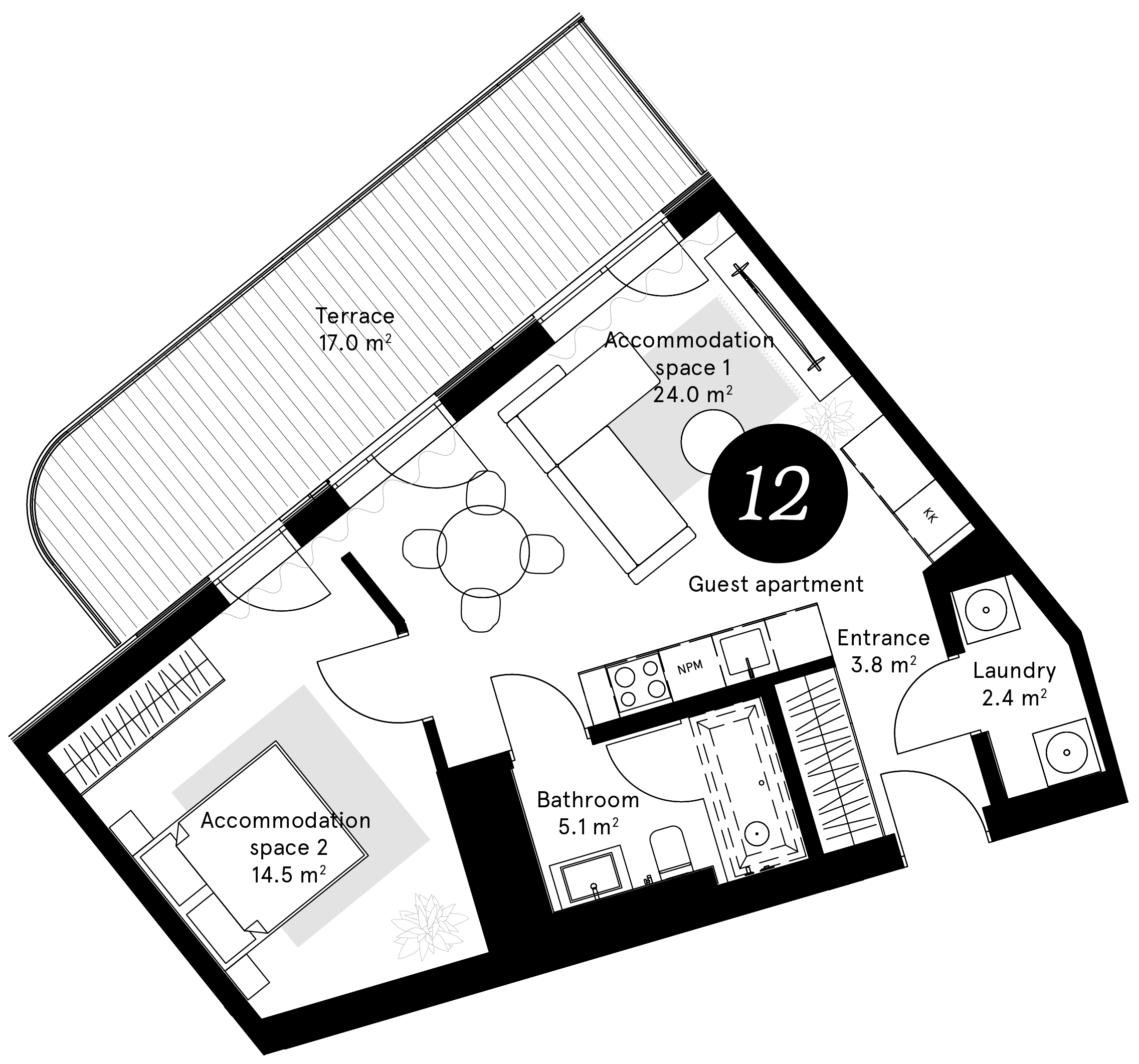 Plan – Guest apartment 12
