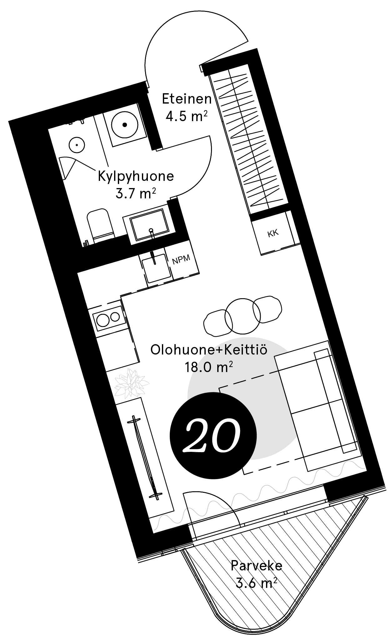 Pohjapiirros – Huoneisto 20