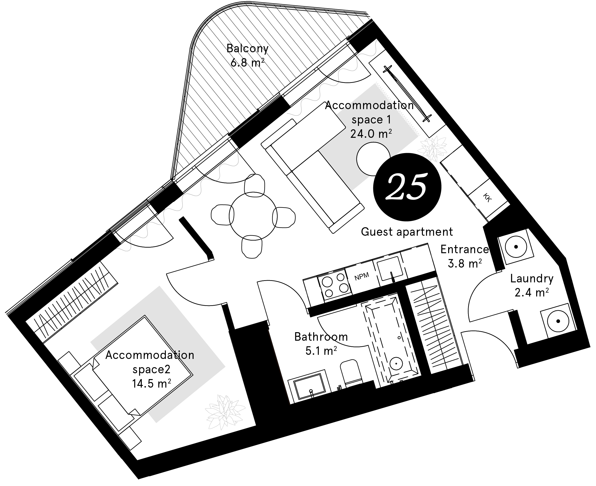 Plan – Guest apartment 25
