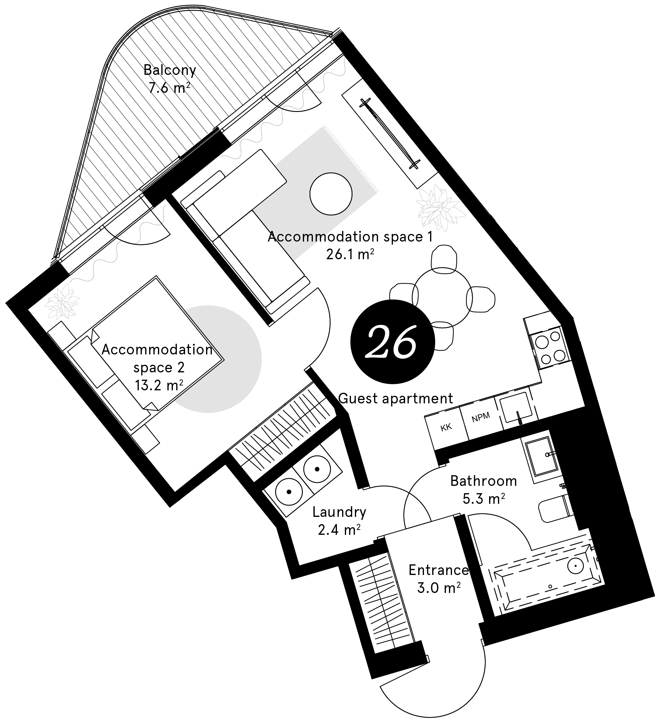 Plan – Guest apartment 26