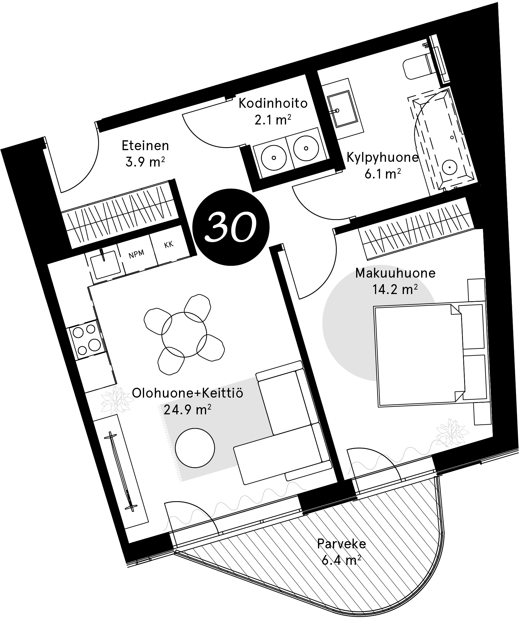 Pohjapiirros – Huoneisto 30
