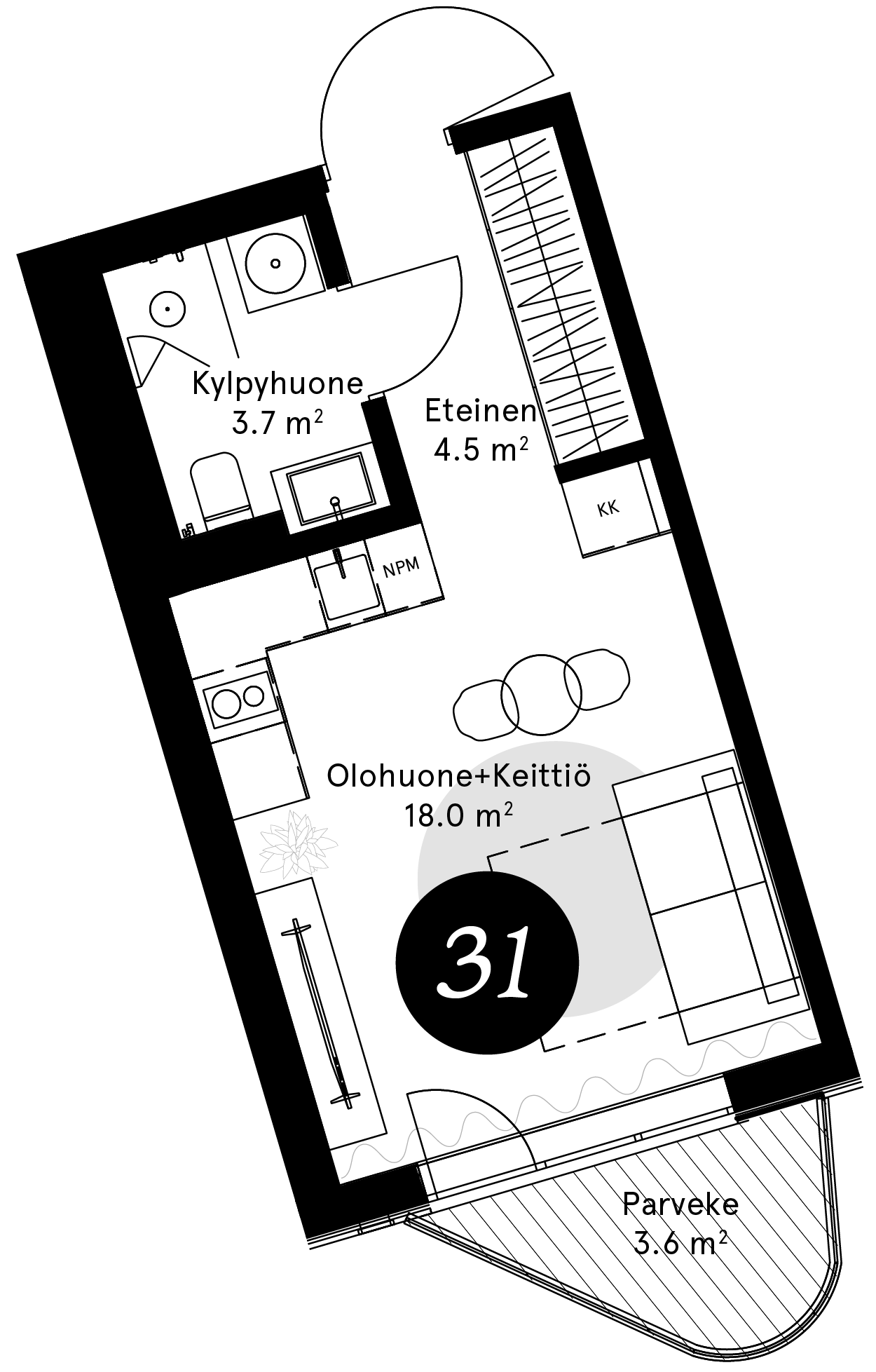 Pohjapiirros – Huoneisto 31