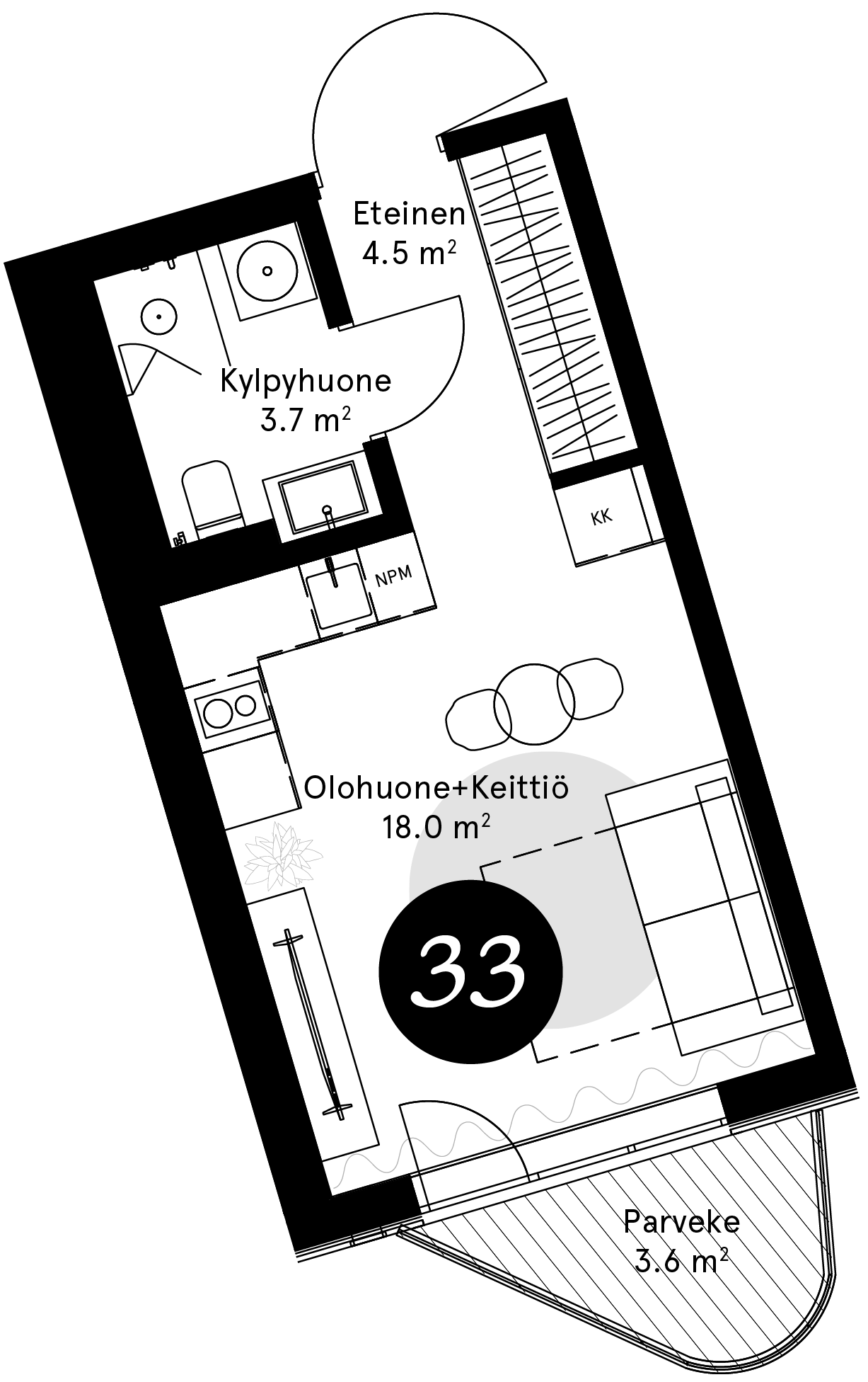 Pohjapiirros – Huoneisto 33