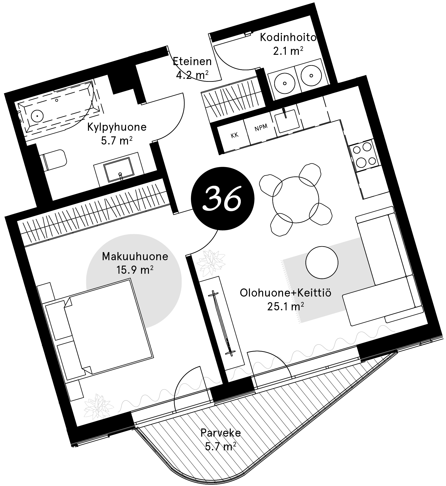 Pohjapiirros – Huoneisto 36