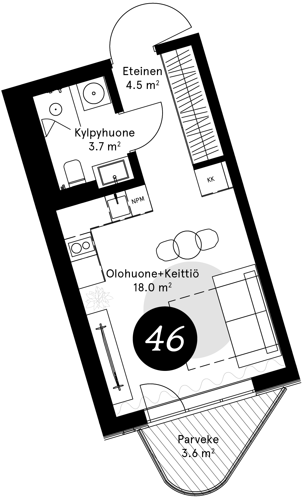 Pohjapiirros – Huoneisto 46