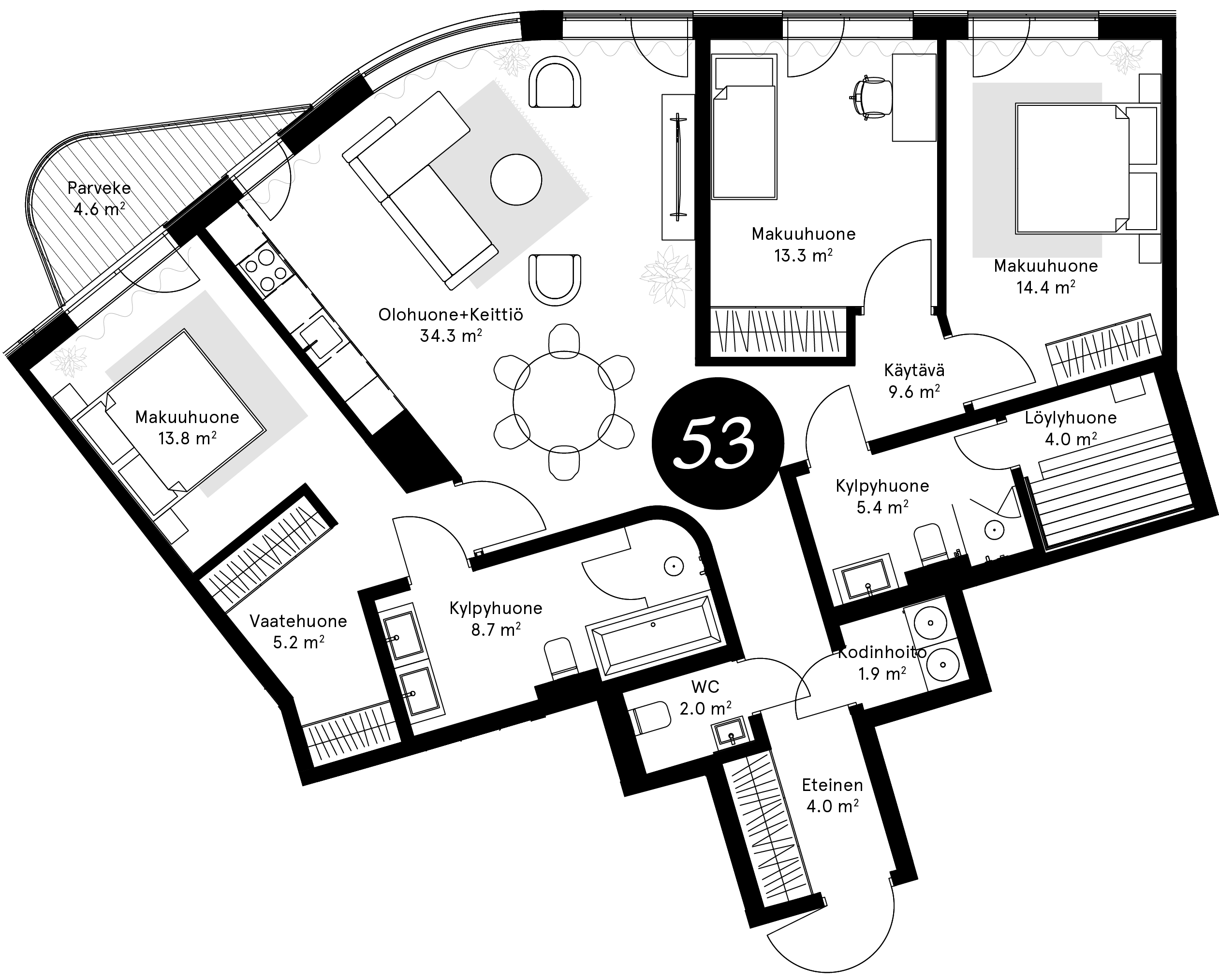 Pohjapiirros – Huoneisto 53