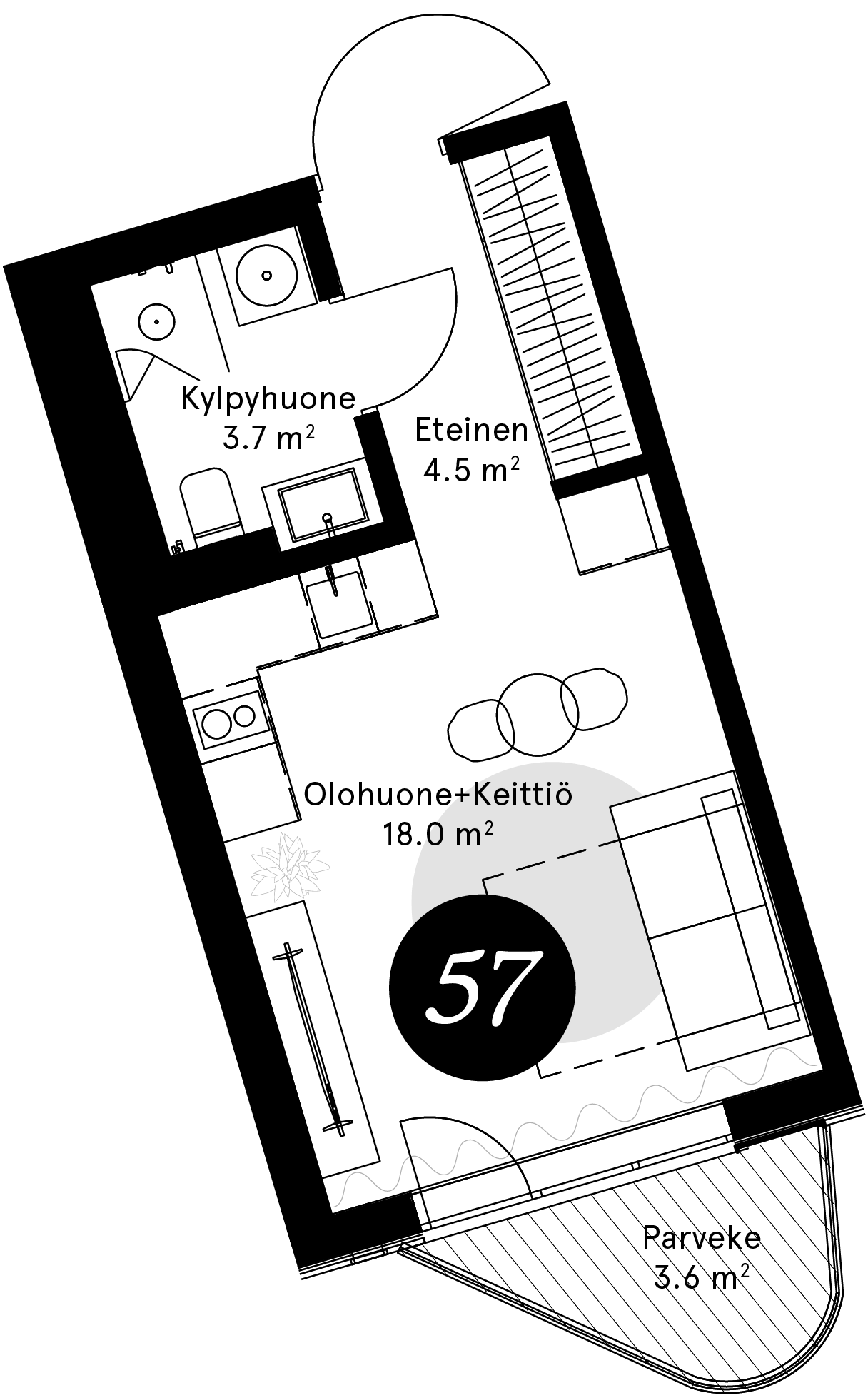 Pohjapiirros – Huoneisto 57