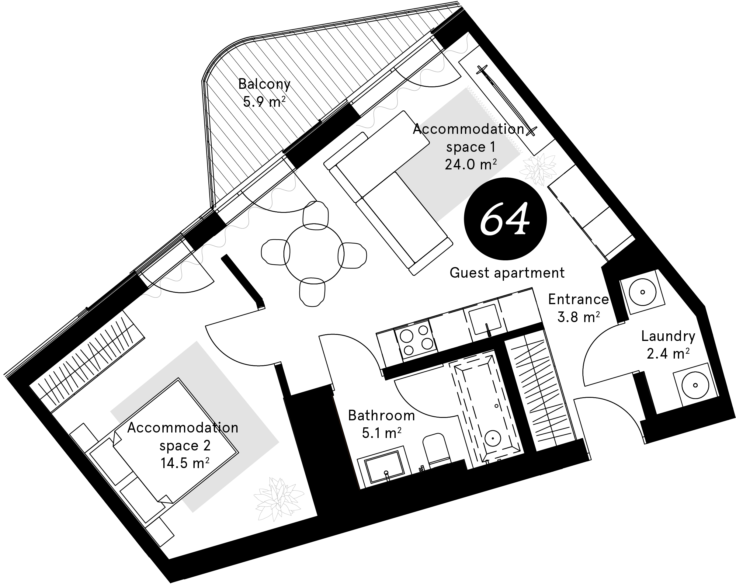 Plan – Guest apartment 64