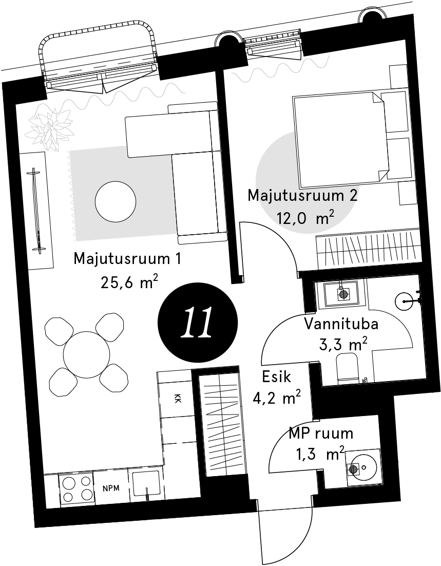Korteriplaan – Külaliskorter 11