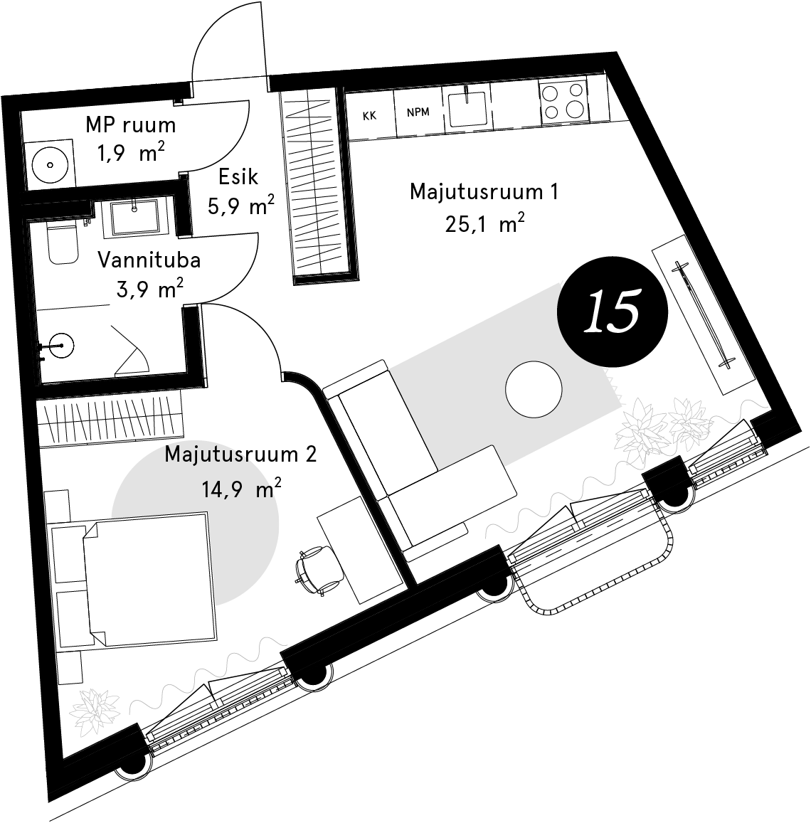 Korteriplaan – Külaliskorter 15