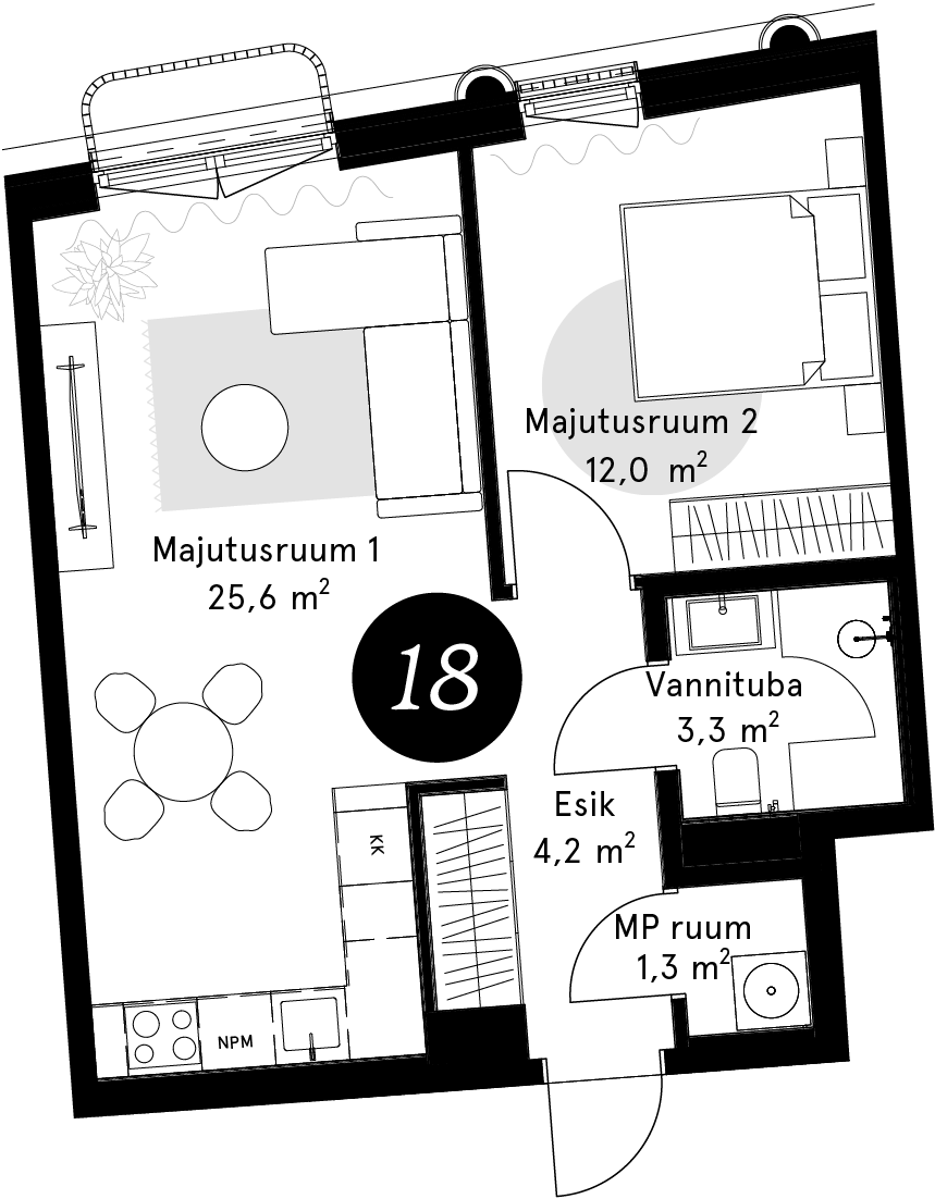 Korteriplaan – Külaliskorter 18