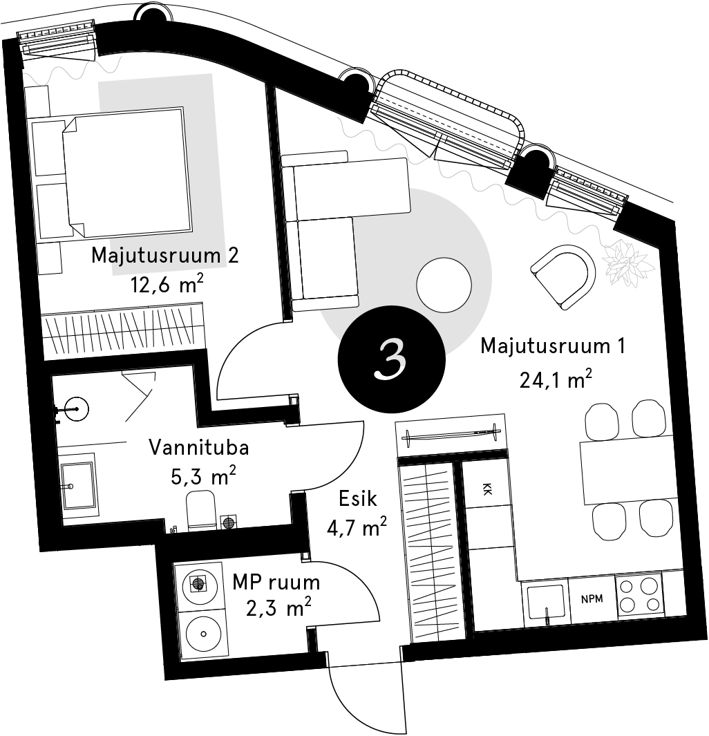 Korteriplaan – Külaliskorter 3