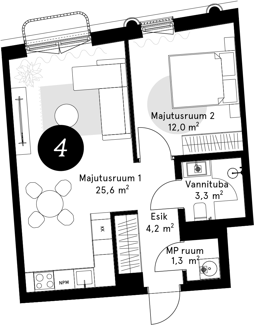 Korteriplaan – Külaliskorter 4
