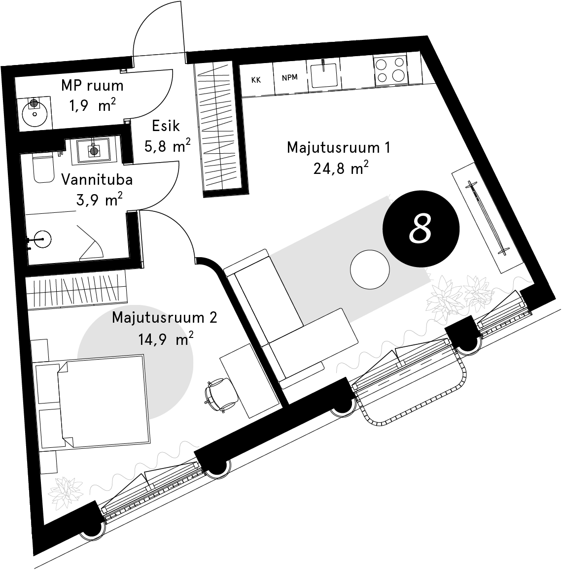 Korteriplaan – Külaliskorter 8